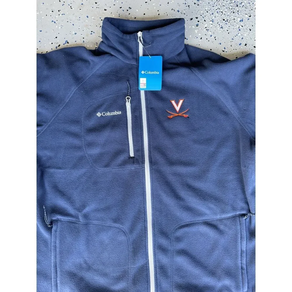 Columbia Virginia Cavaliers Fast Trek II Full Zip Fleece Jacket Blue Mens XL New